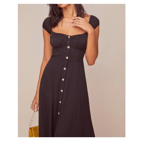 Bonjour Midi Dress ASTR The Label XS Peasant Elastic Back Panel button front - Picture 10 of 10